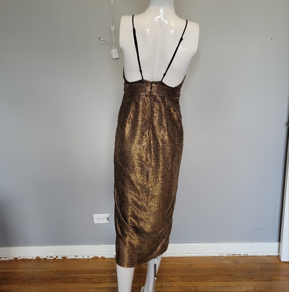 Urban Outfitters Ecote Solid Gold Metallic Tulle Mini Dress, VGUC, Size 2 - Picture 5 of 9